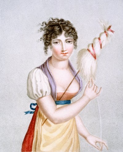 The Spinner, engraved by Augrand by Madame G. Busset Dubruste